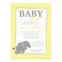 Elephant Yellow Dots Gender Neutral Baby Shower invitations
