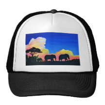 Elephants At Dusk Hat