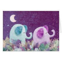 Elephants daisy chain - greeting card