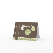 Elephants in Green Thank You Cards