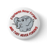 Elephants Never Forget Button