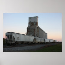 Élévateur à grains et voitures de grain posters