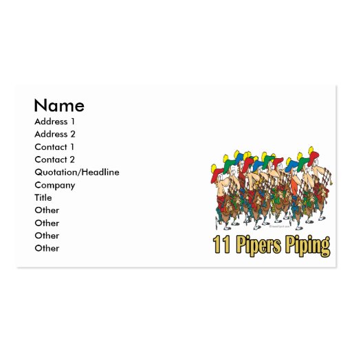 eleven pipers piping  11th day of christmas business card