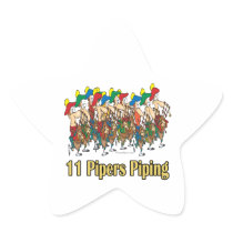 eleven pipers piping  11th day of christmas star sticker