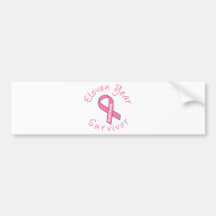 Eleven Year Survivor (Circle Pink Ribbon) Bumper Stickers