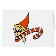 Elf and Christmas Candy Cane Card