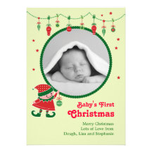 Elf Baby's First Christmas Photo Announcement