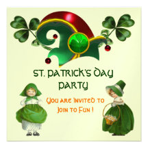 ELF HAT WITH SHAMROCKS ST. PATRICK'S DAY PARTY INVITATIONS