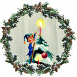 ELF LIGHTING CANDLE & WREATH by SHARON SHARPE Cut Outs