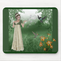 Elf Magic in Grass Field with Hummingbirds Mousepad
