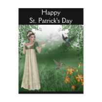Elf Magic in Grass Field with Hummingbirds Postcard