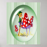 ELF, MUSHROOMS & STRIPES by SHARON SHARPE Poster