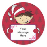 Elf Red Christmas Gift Tag Sticker