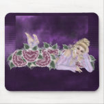 Elf Sitting in Purple Flowers Design 1 Mouse Pads
