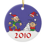 Elf Snowball Fight Ornament