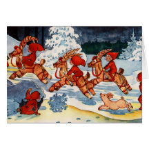 Elfes emballant des chèvres de Noël ! Carte De Vœux