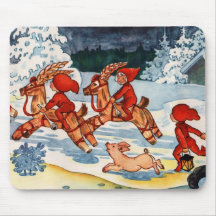 Elfes emballant des chèvres de Noël ! Tapis De Souris