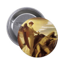 Elijah in Wilderness by Leighton, Victorian Art Pinback Button