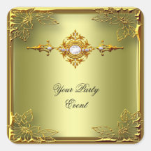Elite Avocado Green Gold Square Stickers