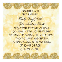 Elite Gold Rose Wedding Invitations