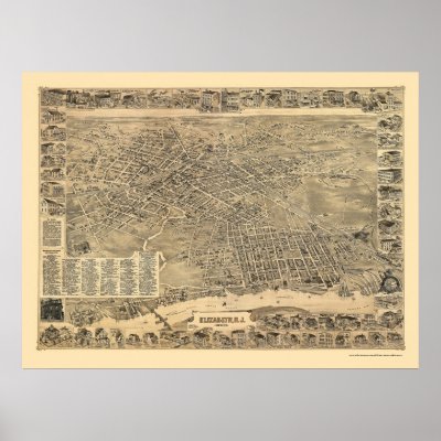 Elizabeth, NJ Panoramic Map - 1898 Poster by lc_maps