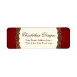 Elizabethan Tudor Damask Jewel Ruby Red Return Address Labels