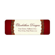 Elizabethan Tudor Damask Jewel Ruby Red Return Address Labels