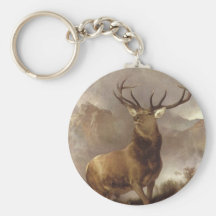 ELK BULL IN THE MOUNTAIN CLOUDS KEYCHAIN WILD