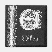 Ellen E Monogram White Lace on Black Magnet