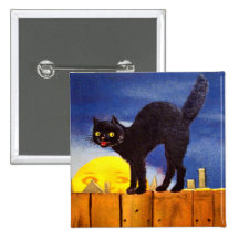 Ellen H. Clapsaddle : Chat noir sur une barrière Pin's