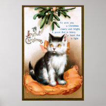 Ellen H. Clapsaddle : Chat sous le gui Affiche