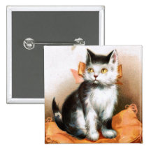 Ellen H. Clapsaddle : Chat sous le gui Badge Avec Épingle