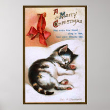 Ellen H. Clapsaddle : Chaton de Noël Affiche