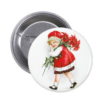 Ellen H. Clapsaddle : Fille avec des fleurs de Noë Badges Avec Agrafe