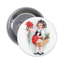 Ellen H. Clapsaddle : Fille avec la poinsettia Badges