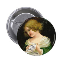 Ellen H. Clapsaddle - fille de Noël avec la lettre Badge Avec Épingle