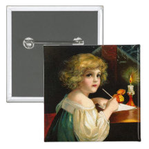 Ellen H. Clapsaddle - fille de Noël d'écriture Pin's