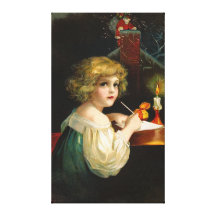 Ellen H. Clapsaddle - fille de Noël d'écriture Toiles Tendues