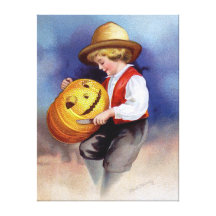 Ellen H. Clapsaddle : Garçon avec Jack O'Lantern 2 Impression Sur Toile