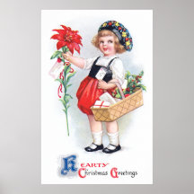 Ellen H. Clapsaddle: Girl with Poinsettia Print