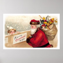 Ellen H. Clapsaddle - Père Noël avec l'enfant Posters