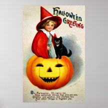 Ellen H. Clapsaddle : Sorcière en Jack O'Lantern Posters