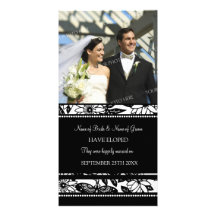 Elopement Announcement Photo Card Black Floral
