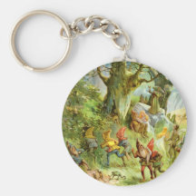 Elves and Gnomes in the Deep Dark Magical Forest Key Chain
