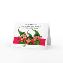 Elves Humourous Christmas Card