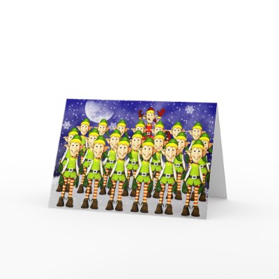 Elves, naughty, school pic, snow Christmas card by MoonlakeUK
