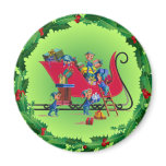ELVES, SLEIGH & HOLLY by SHARON SHARPE Refrigerator Magnets