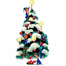 ELVES TRIMMING the CHRISTMAS TREE by SHARON SHARPE Photo Cutout