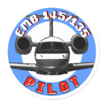 EMB 145 pilot Round Stickers