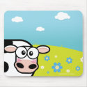 Embarrassed Cartoon Cow Mousepads